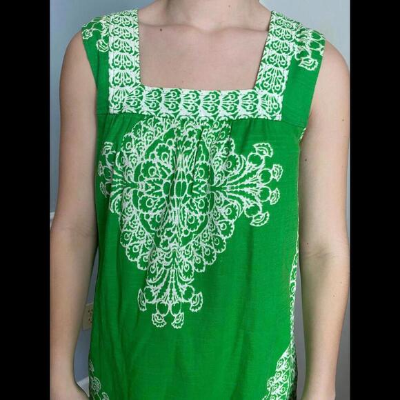 Tracy Reese Vibrant Green Bohemian A-Line Dress with Lace Print - Picture 3 of 10